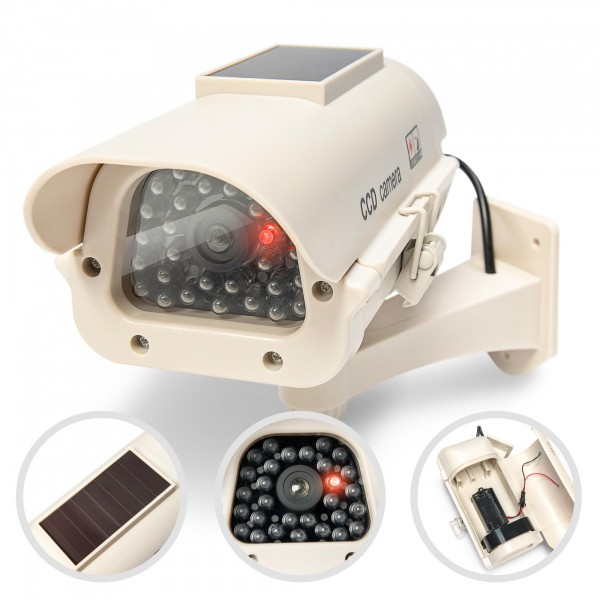 Solar CCD Überwachungskamera Attrappe mit LED Blinklicht + Halterung