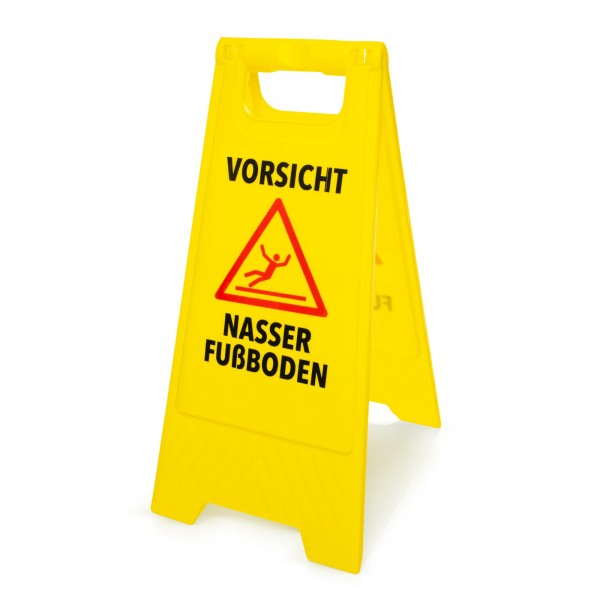 Warnschild: Vorsicht nasser Fußboden - deutsch - 295 x 610 mm - gelb