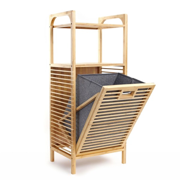 Badezimmerregal aus Bambus mit Wäschekorb